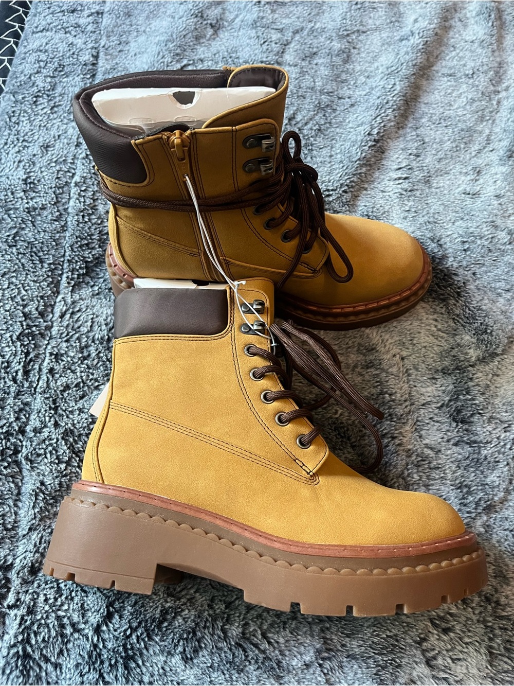 wild fable Mustard Yellow Lace-Up Platform Ankle Boots